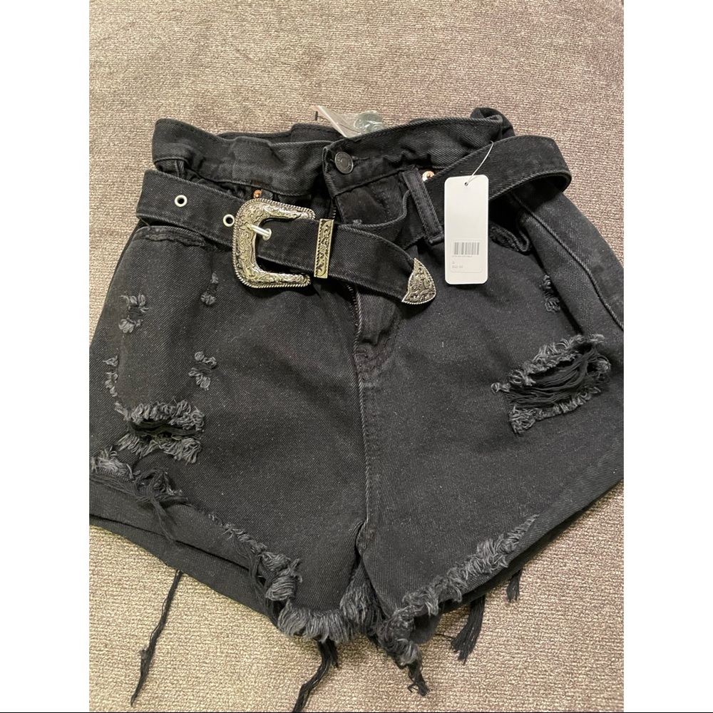 Black jean shorts